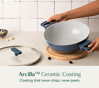Complete Cookware Set (4-Piece) with glass lid - Nilgiri Blue