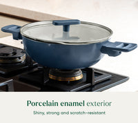 Kadai 24cm with glass lid - Nilgiri Blue