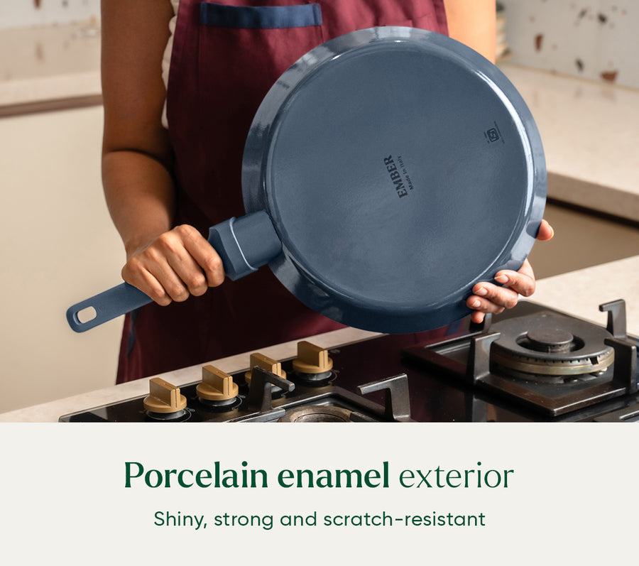 Complete Cookware Set (4-Piece) with glass lid - Nilgiri Blue