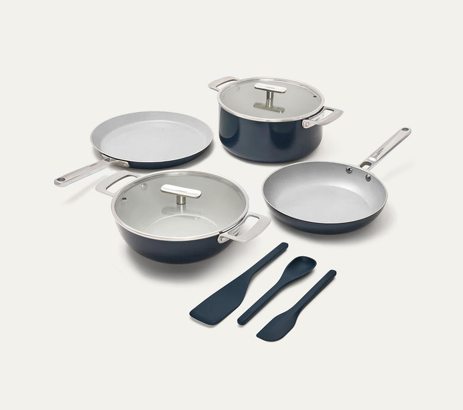 Complete Cookware Set (4-Piece) with glass lid - Nilgiri Blue
