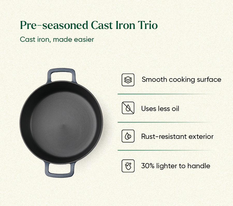 Cast Iron Trio with Storage - Nilgiri Blue