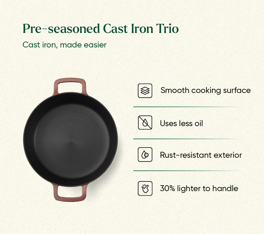 Cast Iron Trio with Storage - Jaipur Terracotta