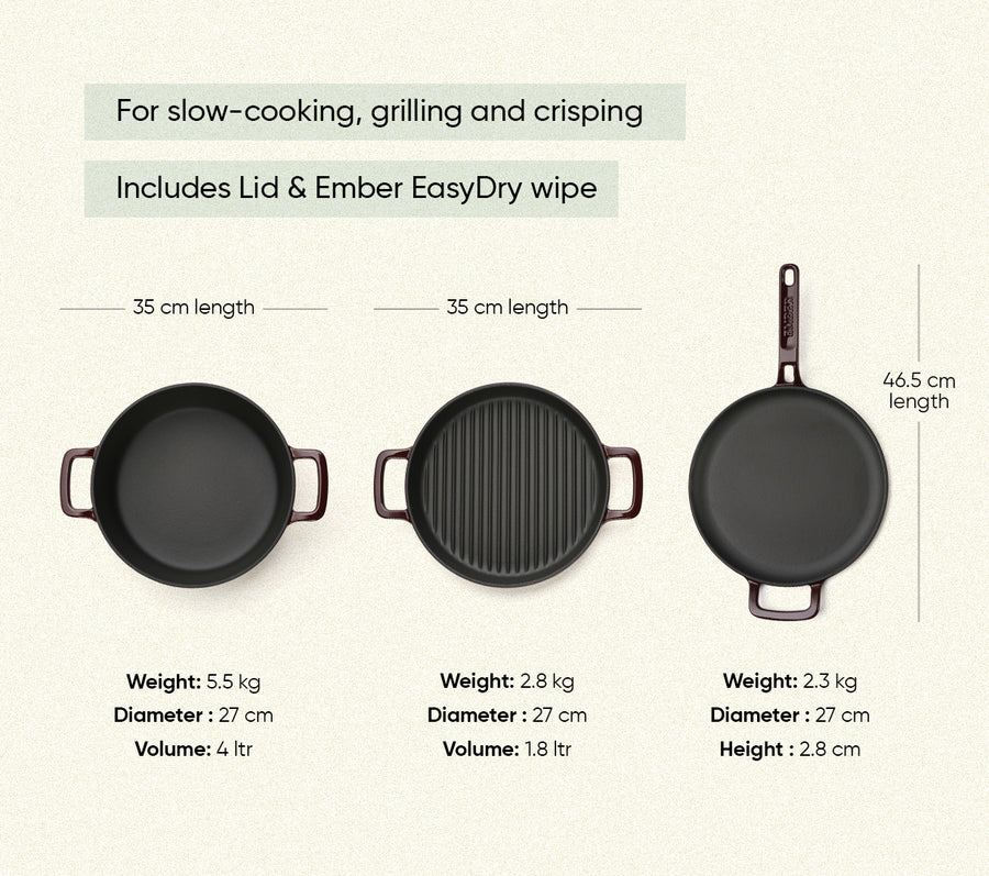 Cast Iron Trio with Storage - Wine