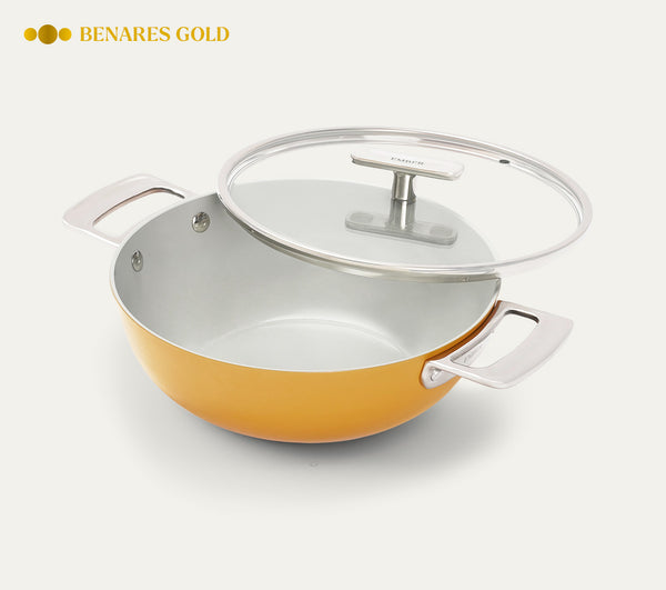 Kadai 24cm with glass lid - Benares Gold