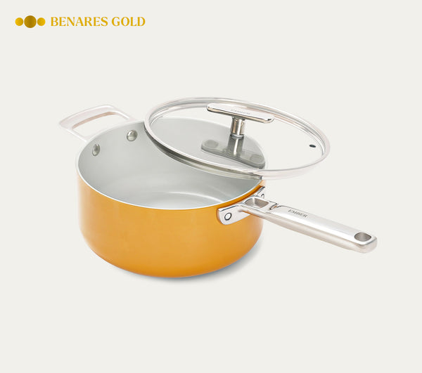 Saucepan with glass lid 20cm - Benares Gold