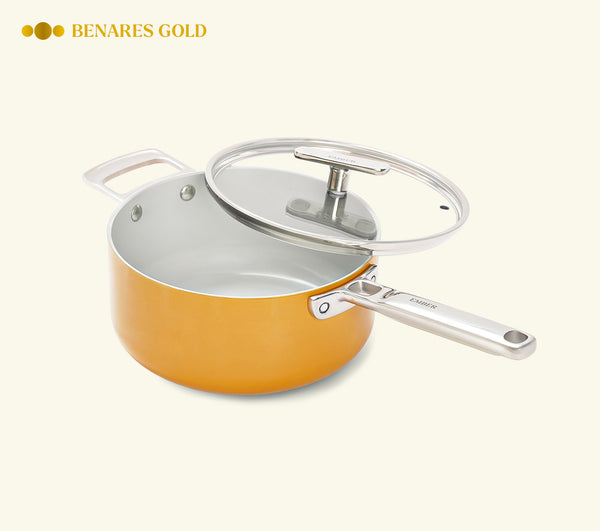 Saucepan with glass lid 20cm - Benares Gold