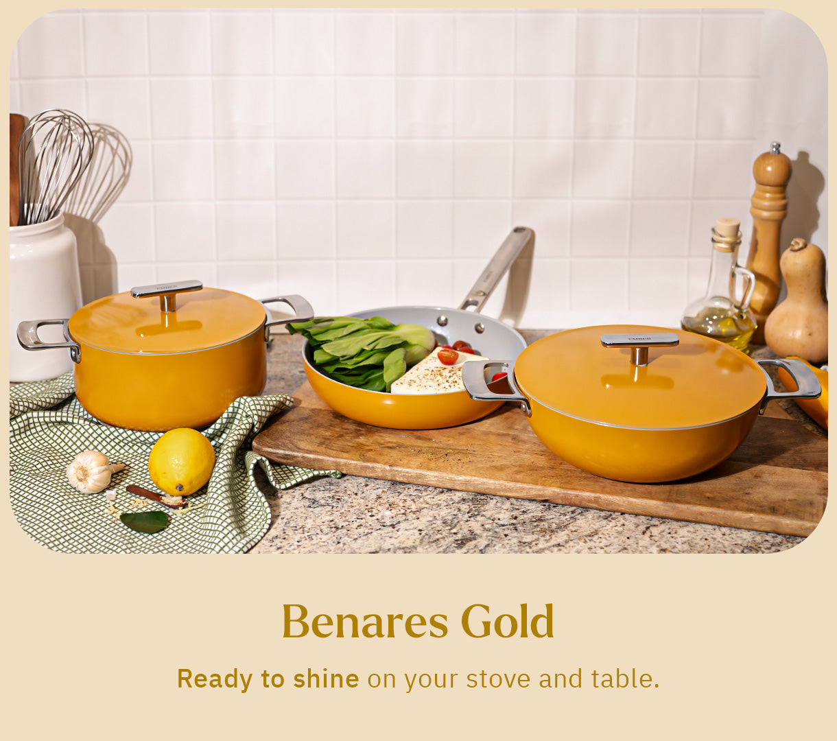 Ember Cookware Trio with Storage -  Benares Gold