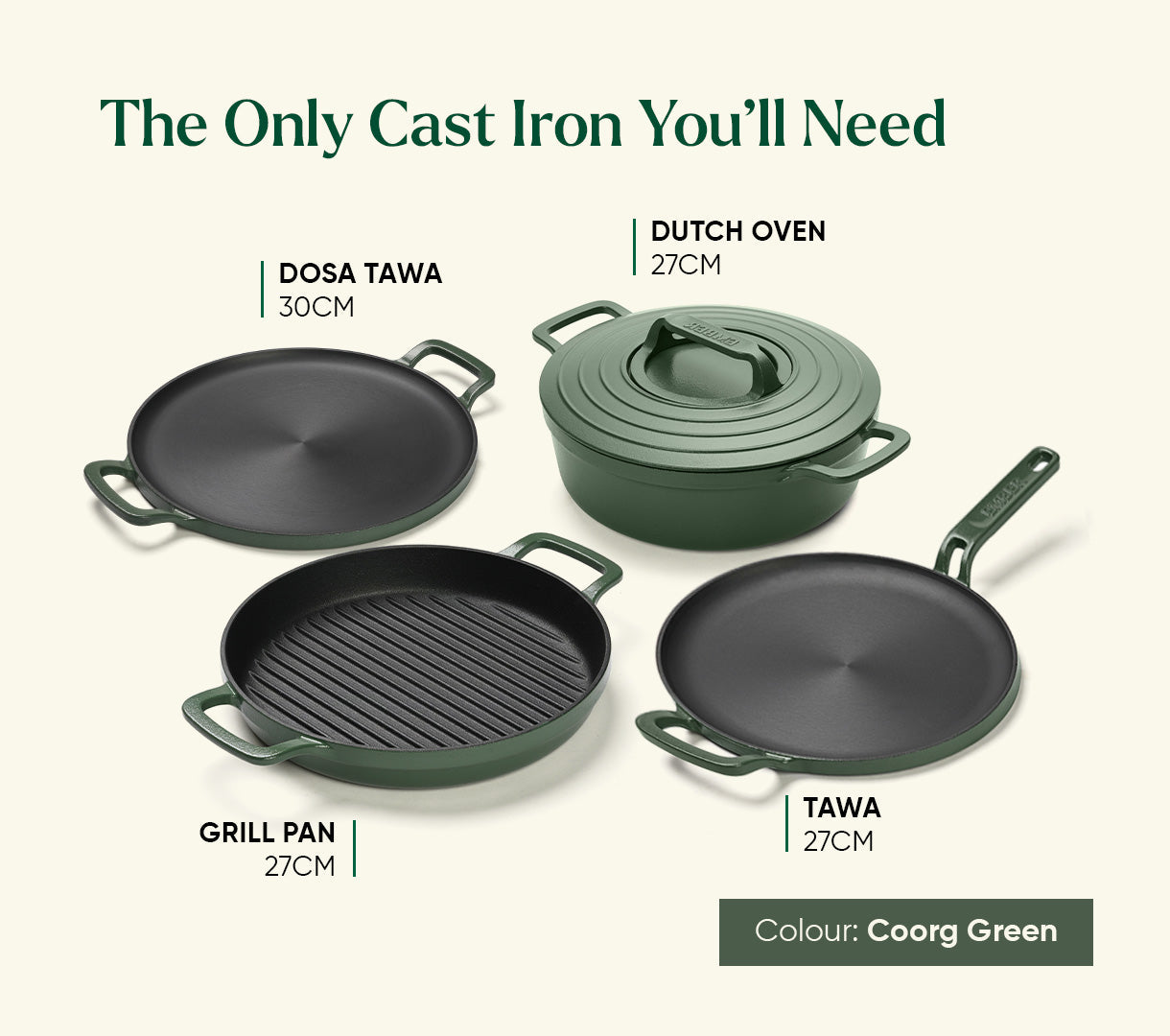 Pre-Seasoned Tawa 27 cm - Coorg Green