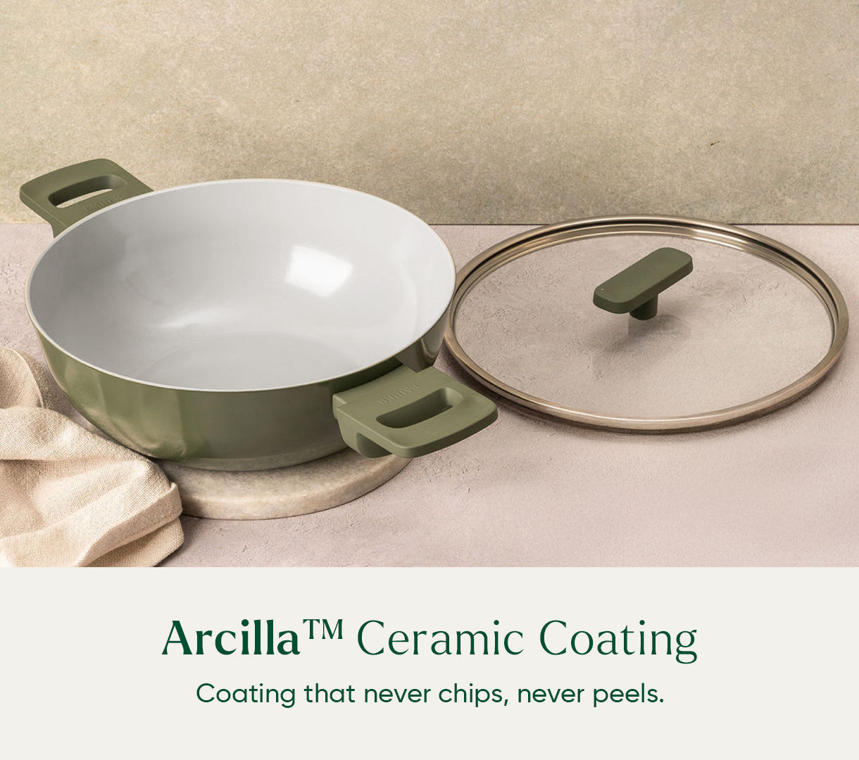 Kadai 24cm with glass lid - Coorg Green