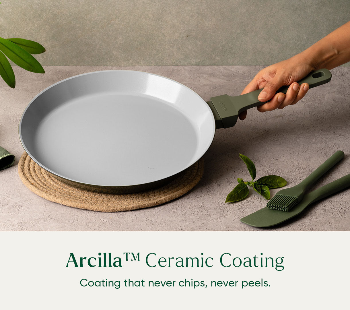Everyday Cookware Trio with glass lid - Coorg Green