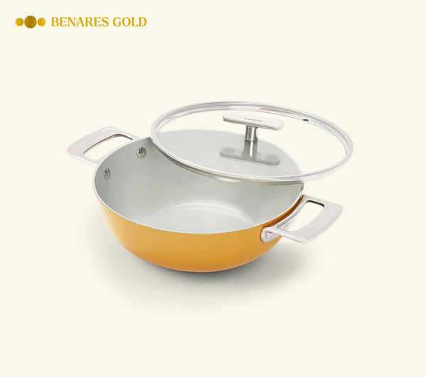 Kadai 24cm with glass lid - Benares Gold