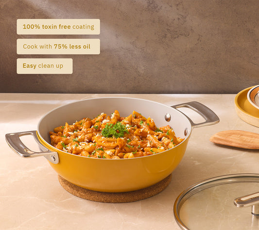 Kadai 24cm with glass lid - Benares Gold