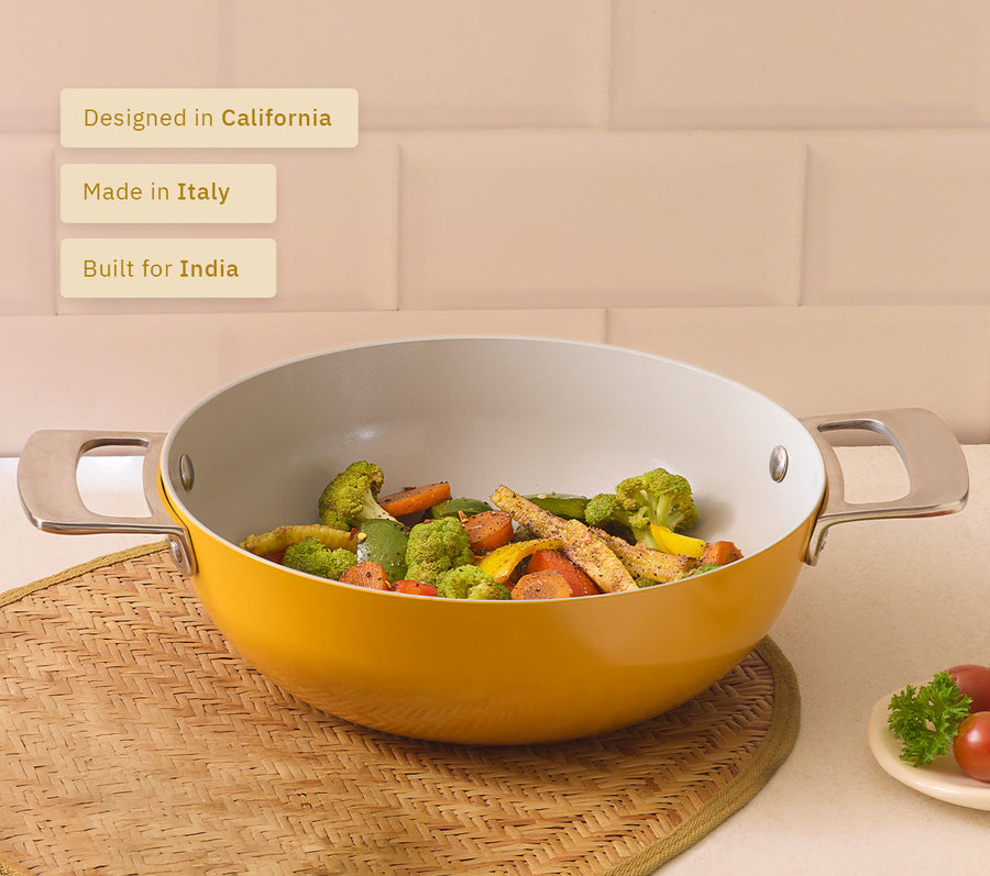 Kadai 24cm with glass lid - Benares Gold