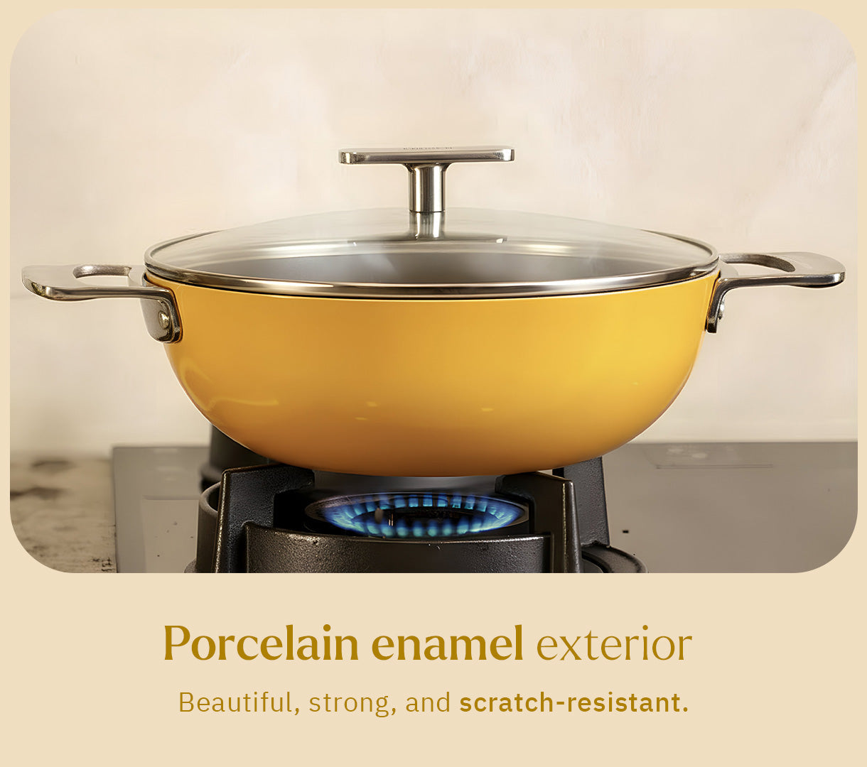 Kadai 24cm with glass lid - Benares Gold