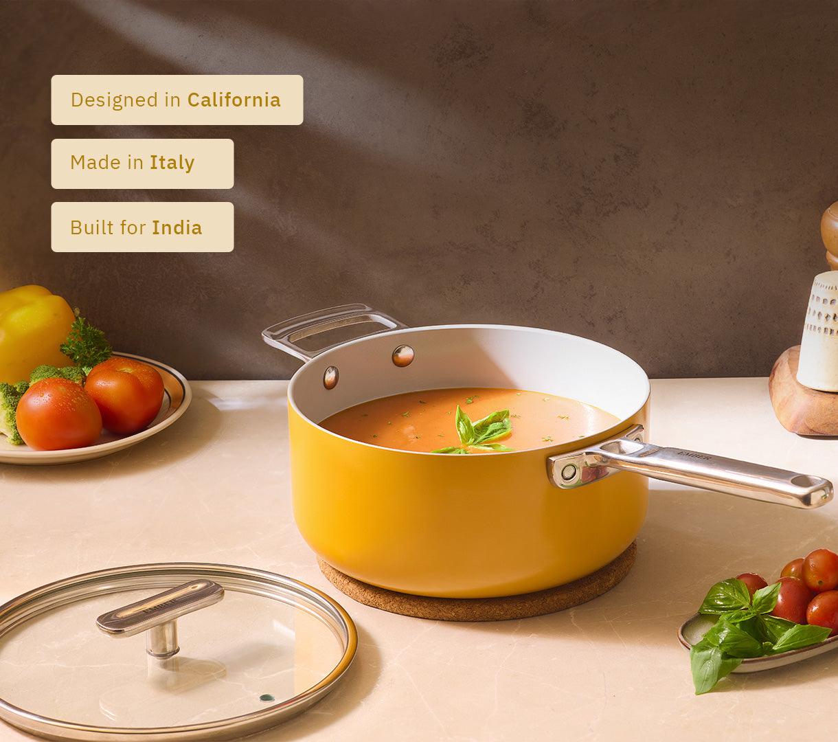 Saucepan with glass lid 20cm - Benares Gold