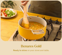 Saucepan with glass lid 20cm - Benares Gold