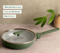 Frypan 24cm with glass lid (2.0) - Coorg Green