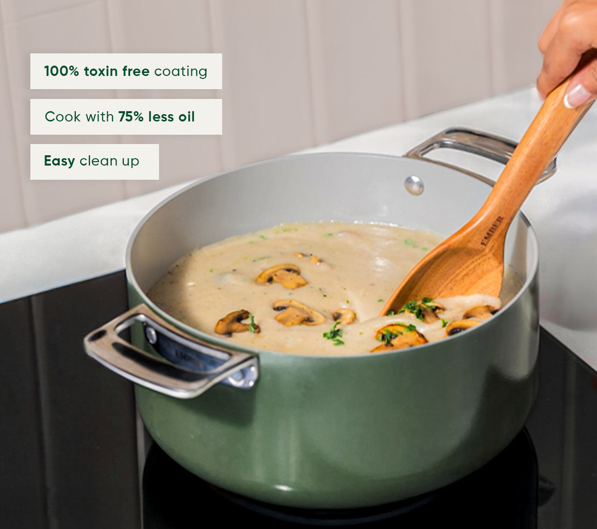 Complete Cookware Set with storage (4-Piece) with glass lid - Coorg Green