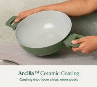 Kadai 24cm with glass lid - Coorg Green