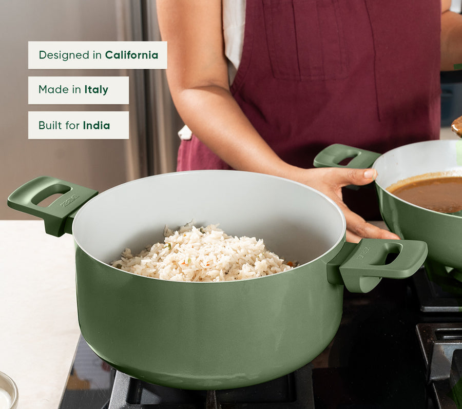 Complete Cookware Set (4-Piece) with glass lid - Coorg Green