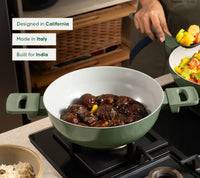 Kadai 24cm with glass lid - Coorg Green