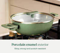 Kadai 24cm with glass lid - Coorg Green