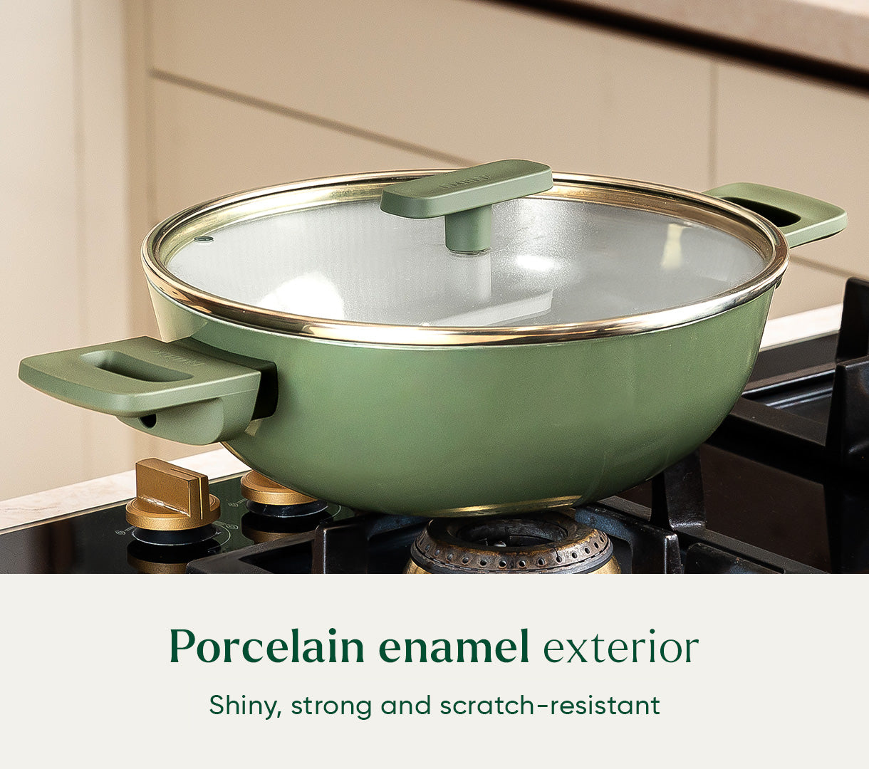Kadai 24cm with glass lid - Coorg Green