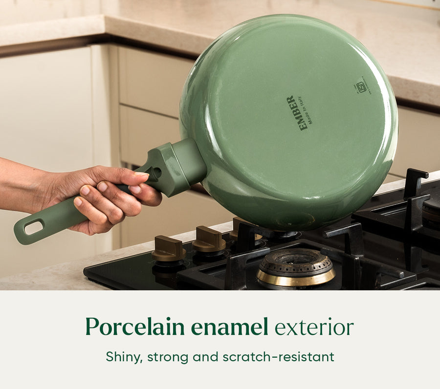 Frypan 24cm with glass lid (2.0) - Coorg Green