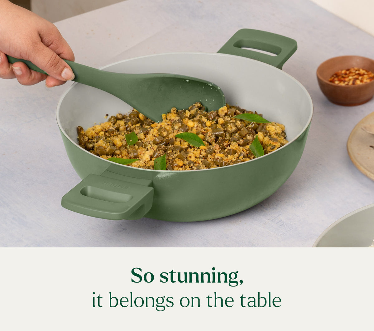 Kadai 24cm with glass lid - Coorg Green