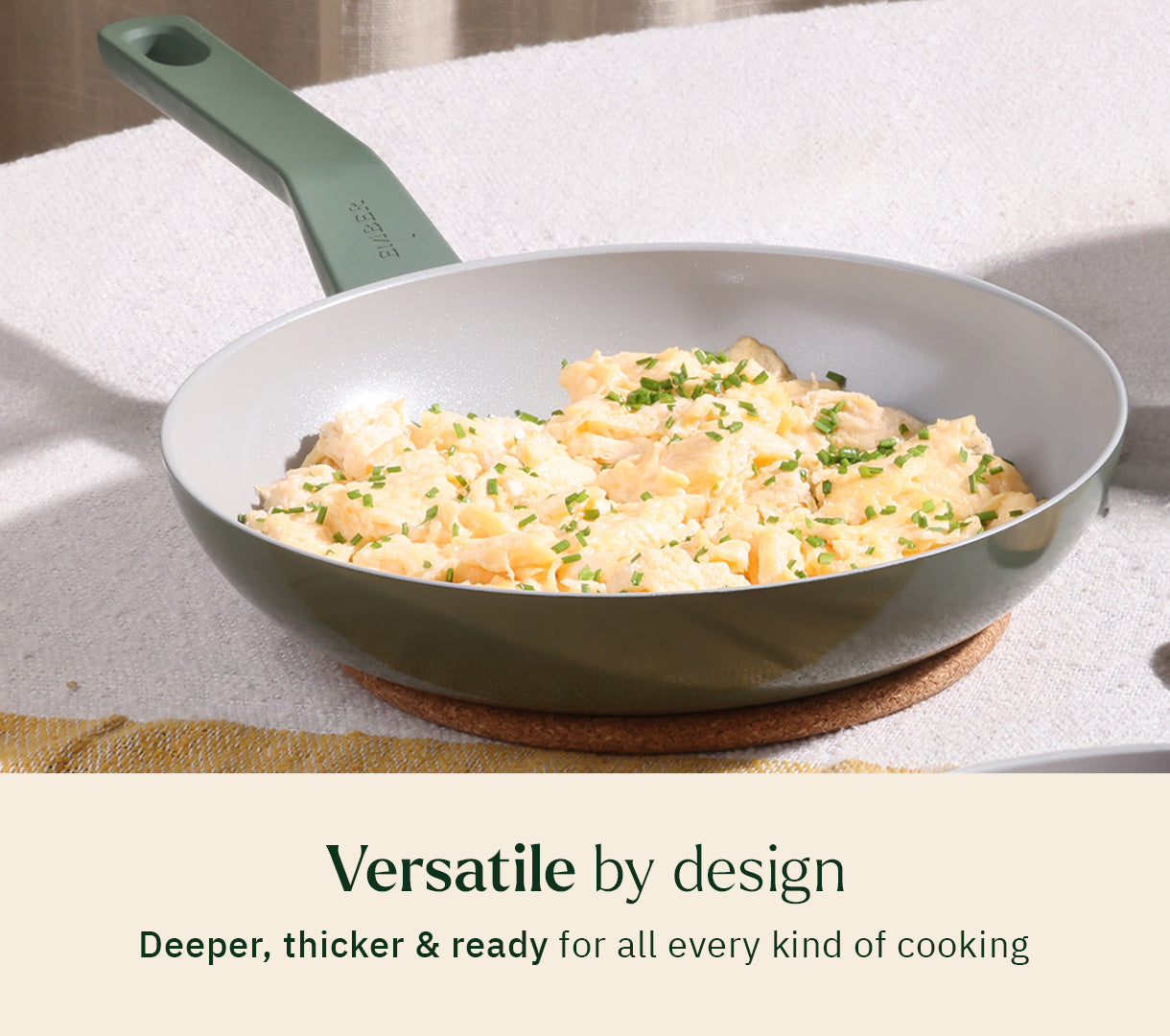 Frypan 24cm with glass lid (2.0) - Coorg Green