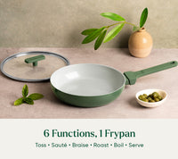 Frypan 24cm with glass lid (2.0) - Coorg Green