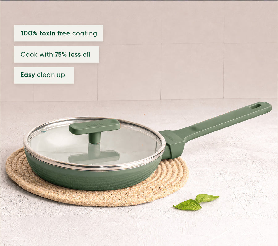 Mini Frypan with Glass Lid 20cm - Coorg Green