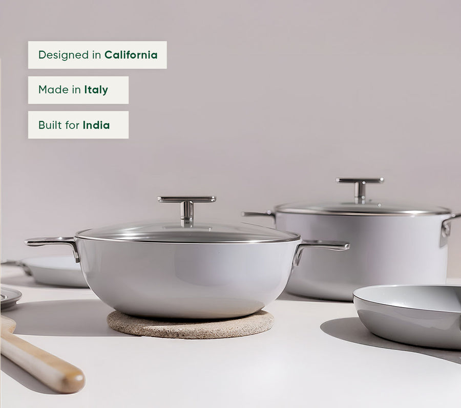 Complete Cookware Set (4-Piece) with glass lid - Himalayan Mist