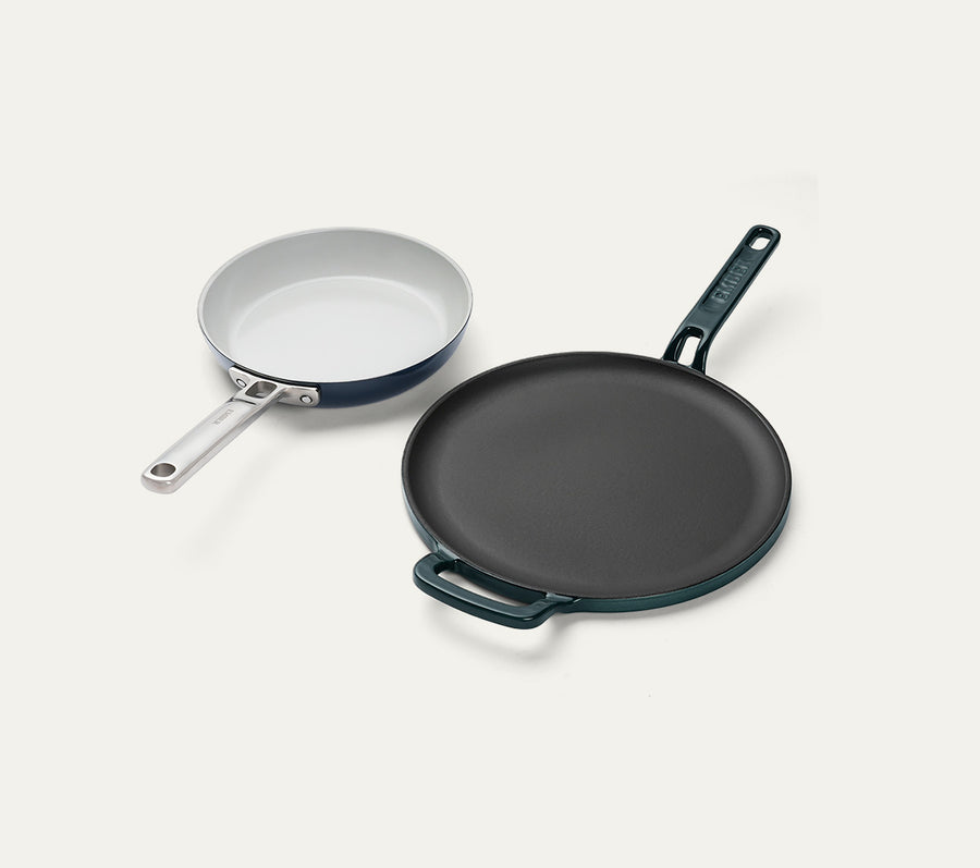 Ember Set of 3 - Ceramic Egg Pan + Ti-Enamel Tawa + Set of 5 tools