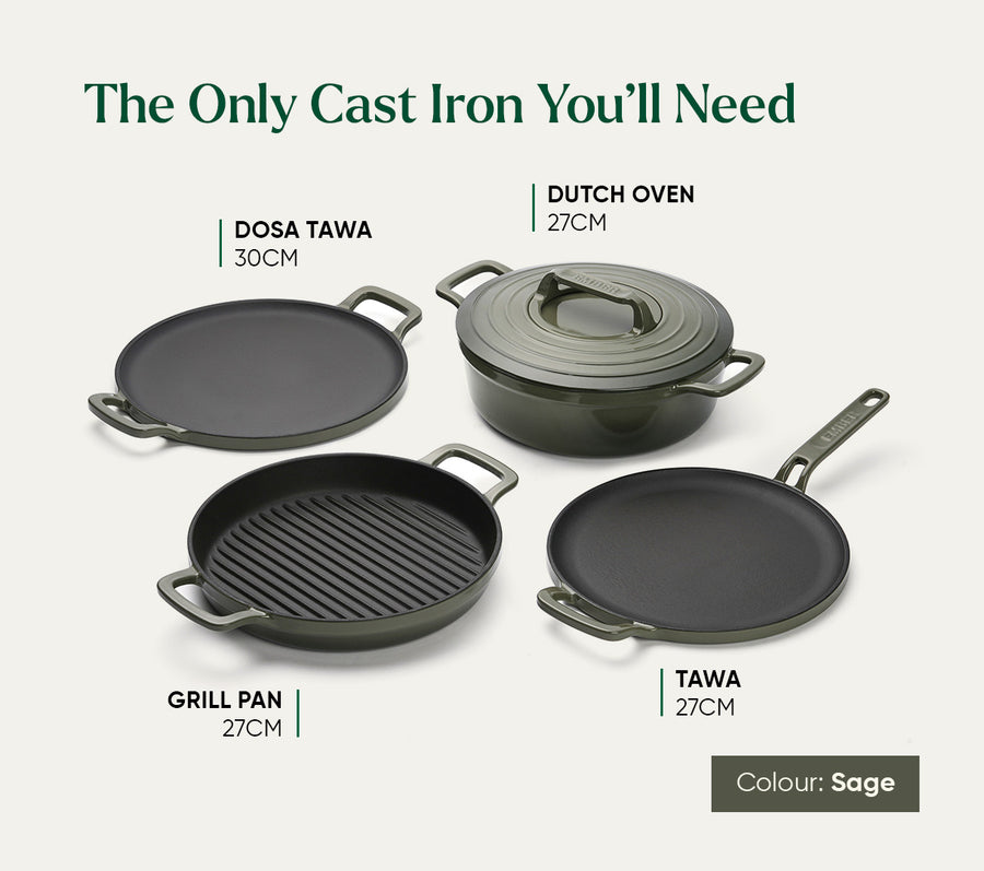 TitaniumClad™  Cast Iron Tawa 27cm - Sage