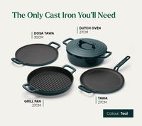 TitaniumClad™  Cast Iron Tawa 27cm - Teal