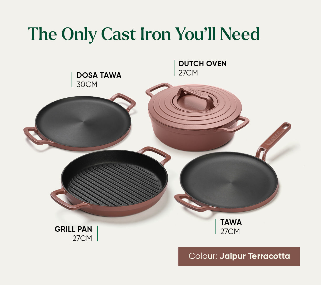 Buy 27cm Pre-Seasoned Cast Iron Casserole | Ember Cookware