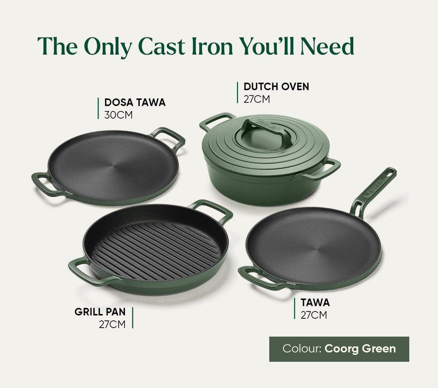 Pre-Seasoned Tawa 27 cm - Coorg Green