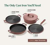 Pre-Seasoned Cast Iron Grill Pan 27cm - Jaipur Terracotta