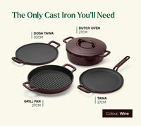 TitaniumClad™  Cast Iron Tawa 30cm - Wine