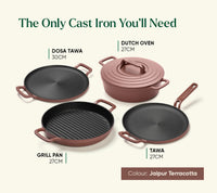 Pre-Seasoned Cast Iron Grill Pan 27cm - Jaipur Terracotta