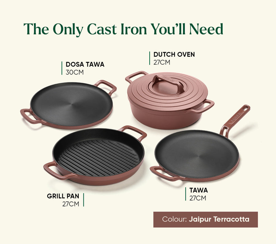 Pre-seasoned Cast Iron Duo - Jaipur Terracotta