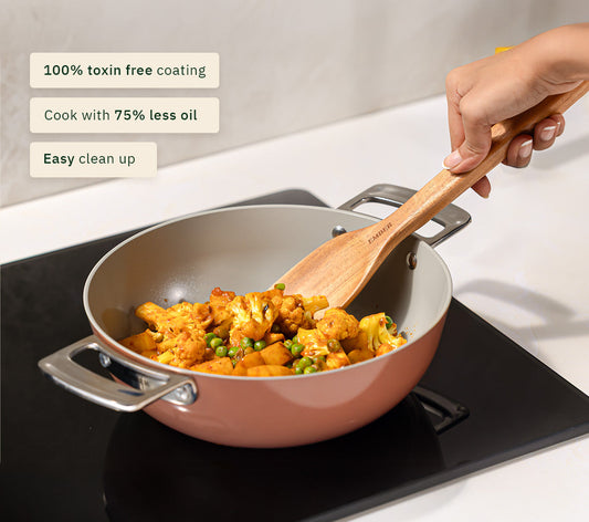 Kadai 24cm with glass lid - Jaipur Terracotta