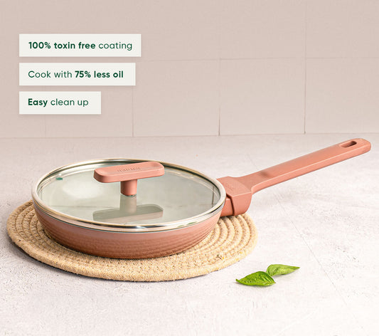 Mini Frypan with Glass Lid 20cm - Jaipur Terracotta