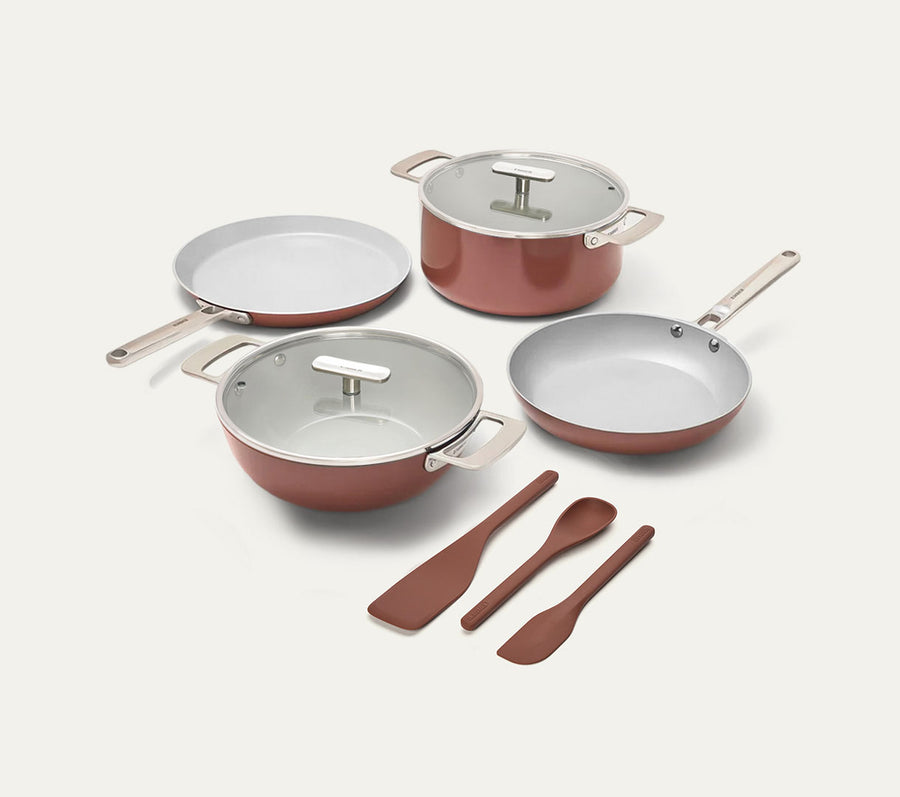 Complete Cookware Set (4-Piece) with glass lid - Jaipur Terracotta
