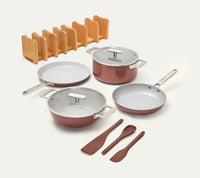 Complete Cookware Set with storage (4-Piece) with glass lid - Jaipur Terracotta