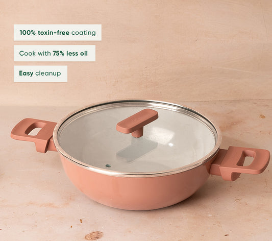 Kadai 24cm with glass lid - Jaipur Terracotta