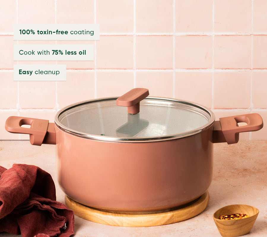 Dutch Oven 24cm with glass lid - Jaipur Terracotta