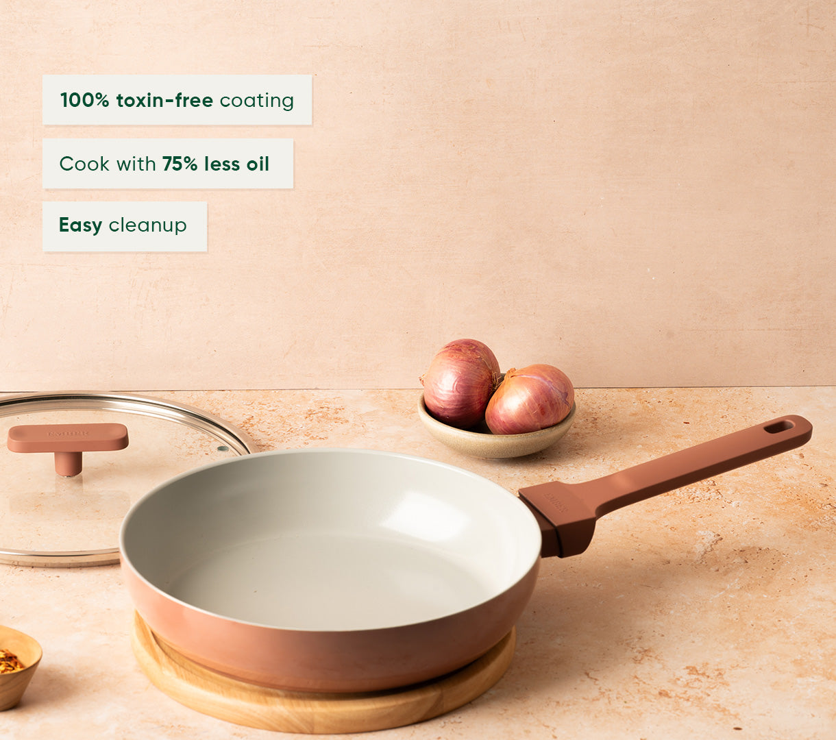 Frypan 24cm with glass lid (2.0) - Jaipur Terracotta
