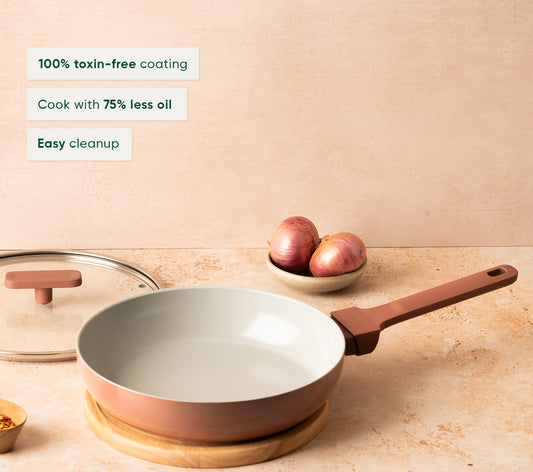 Frypan 24cm with glass lid (2.0) - Jaipur Terracotta